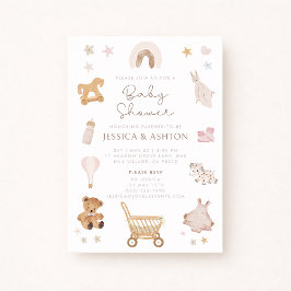Boho Wooden Toys Baby Shower-inbjudan Inbjudningar