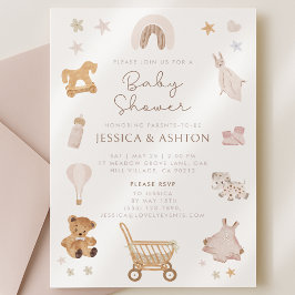 Boho Wooden Toys Baby Shower-inbjudan Inbjudningar