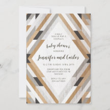 Boho Woodgrain Neutralt Baby Shower-inbjudan