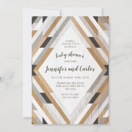 Boho Woodgrain Neutralt Baby Shower-inbjudan Inbjudningar