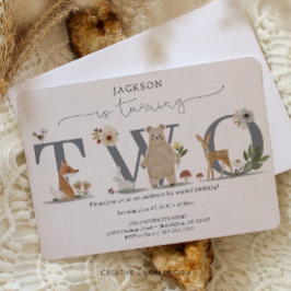 Boho Woodland 2nd Birthday Invite Second Birthday Inbjudningar