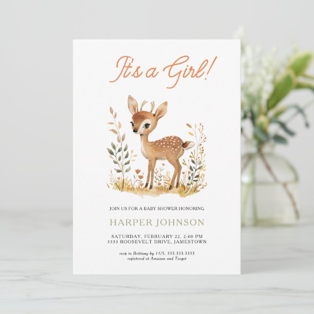 Boho Woodland Animal Baby Shower-inbjudan Inbjudningar (Stående Fram)