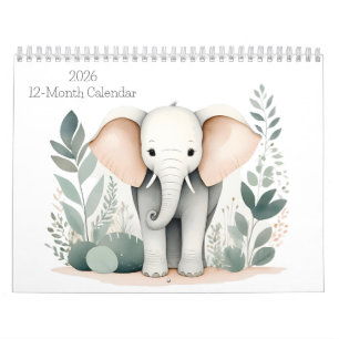 Boho Woodland Animals 2026 Kalender 12 månader