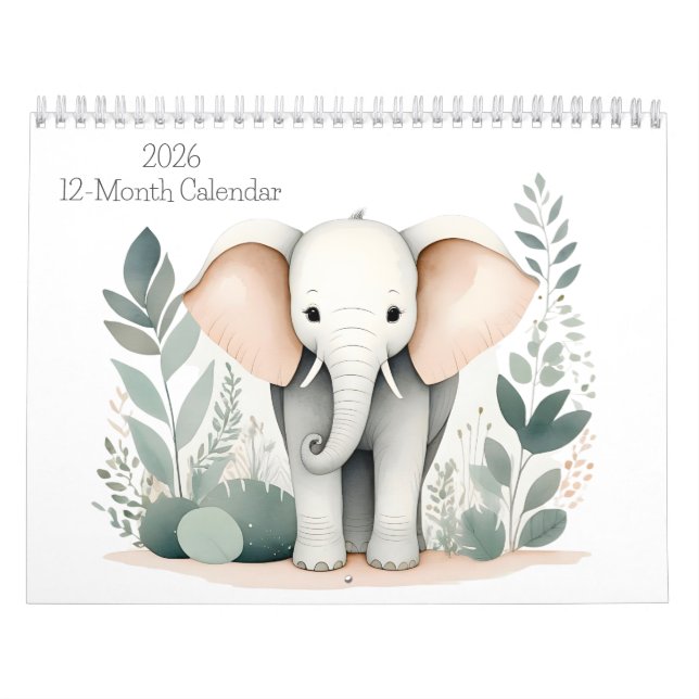 Boho Woodland Animals 2026 Kalender 12 månader (Omslag)