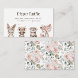 Boho Woodland Animals Baby Shower Blöja Lotteri Tilläggskort