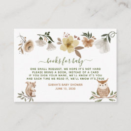 Boho Woodland Animals Baby Shower Bokförfrågan Tilläggskort