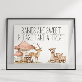 Boho Woodland Animals Baby Shower Favor Sign Poster