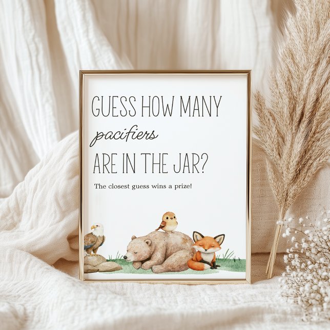 Boho Woodland Animals Baby Shower Gissa Game Sign Poster (Skapare uppladdad)