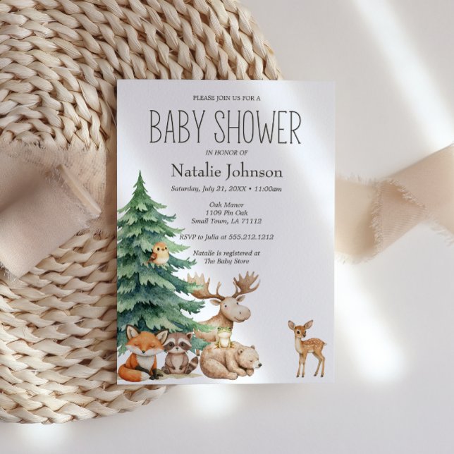 Boho Woodland Animals Baby Shower-inbjudan Inbjudningar (Skapare uppladdad)