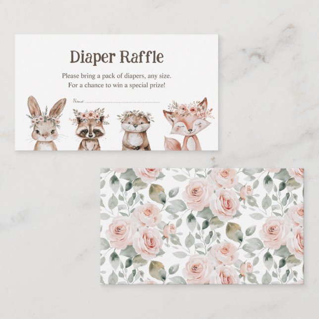 Boho Woodland Animals Baby Shower Raffle Tilläggskort (Fram/baksida)