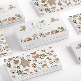 Boho Woodland Animals Baby Shower Raffle Visitkort