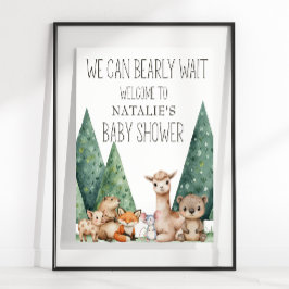 Boho Woodland Animals Baby Shower Sign Poster