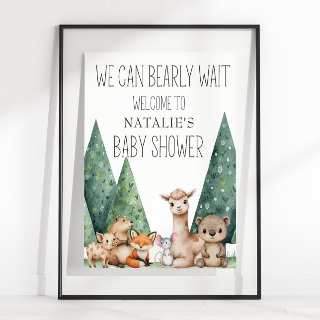 Boho Woodland Animals Baby Shower Sign Poster (Skapare uppladdad)