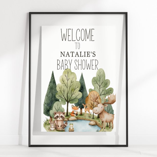 Boho Woodland Animals Baby Shower Sign Poster (Skapare uppladdad)