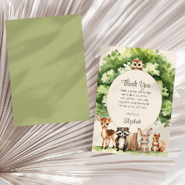 Boho Woodland Animals Baby Shower Tack för kortet