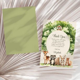 Boho Woodland Animals Baby Shower Tack för kortet Kort