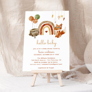 Boho Woodland Animals Baby Shower Välkommen Poster