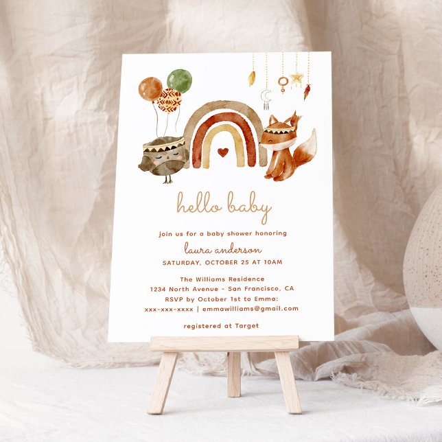 Boho Woodland Animals Baby Shower Välkommen Poster (boho baby shower woodland animals welcome poster)
