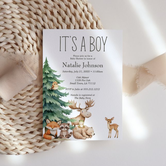 Boho Woodland Animals Boy Baby Shower Inbjudningar (Skapare uppladdad)