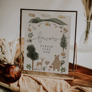 Boho Woodland Animals Födelsedagsfest Favors Sign
