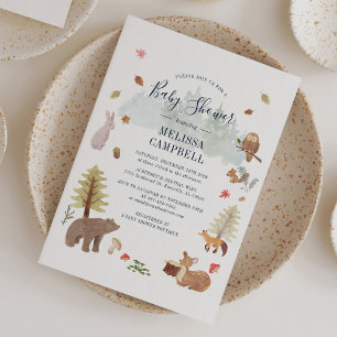 Boho Woodland Animals föder barn Shower Inbjudningar