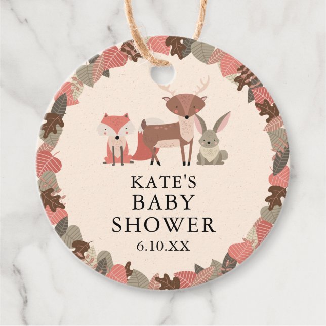 Boho Woodland Animals Forest Baby Shower Gåvor Etiketter (Framsida)