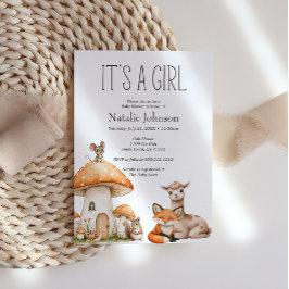 Boho Woodland Animals Girl Baby Shower Inbjudningar