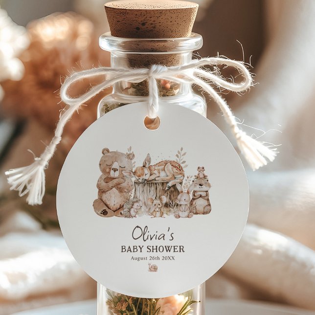 Boho Woodland Animals Kön Neutral Baby Shower Gåvor Etiketter (Skapare uppladdad)