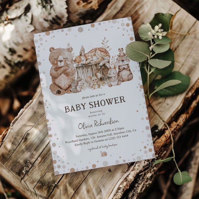 Boho Woodland Animals Kön Neutral Baby Shower Inbjudningar (Skapare uppladdad)