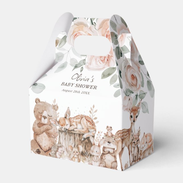 Boho Woodland Animals Kön Neutral Baby Shower Presentaskar (Framsidan Sidan)