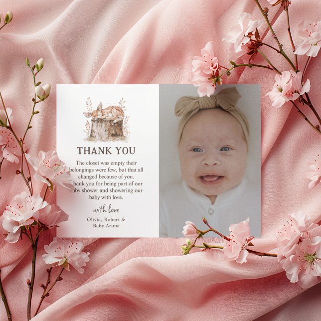 Boho Woodland Animals Kön Neutral Baby Shower Tack Kort (Skapare uppladdad)