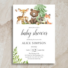 Boho Woodland Animals Lämnar Baby Shower-inbjudan Inbjudningar