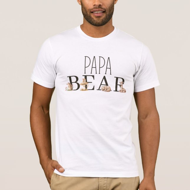 Boho Woodland Animals Moderskap Pappa Bear T Shirt (Framsida)