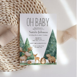 Boho Woodland Animals Oh Baby Shower Inbjudningar