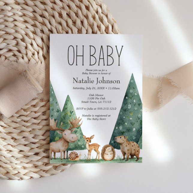 Boho Woodland Animals Oh Baby Shower Inbjudningar (Skapare uppladdad)