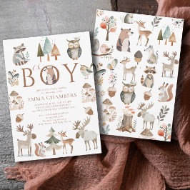 Boho Woodland Animals Oh Boy Baby Shower Inbjudningar