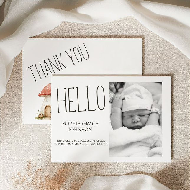 Boho Woodland Animals Photo Baby annons Inbjudningar (Skapare uppladdad)