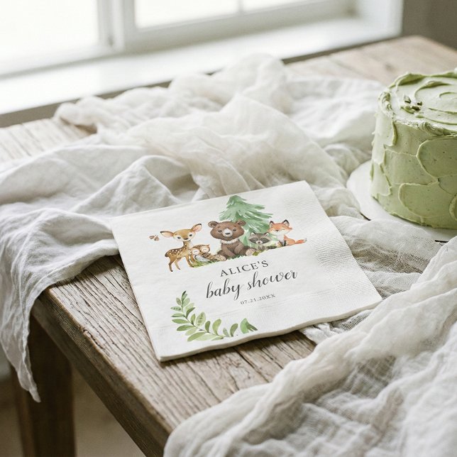 Boho Woodland Animals Rustic Baby Shower Napkins Pappersservett (Skapare uppladdad)