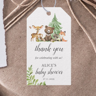 Boho Woodland Animals Rustic Baby Shower Presentetikett