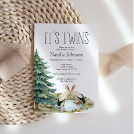 Boho Woodland Animals Twillingar Baby Shower Inbjudningar
