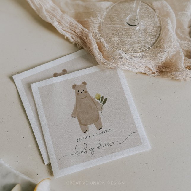 Boho Woodland Baby Shower Bear Baby Shower Pappersservett (bear baby shower)