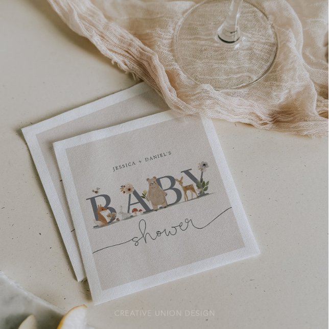 Boho Woodland Baby Shower Bear Baby Shower Pappersservett (Skapare uppladdad)