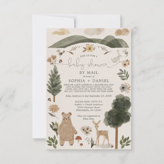 Boho Woodland Baby Shower by Mail Call Card Inbjudningar (Framsida)