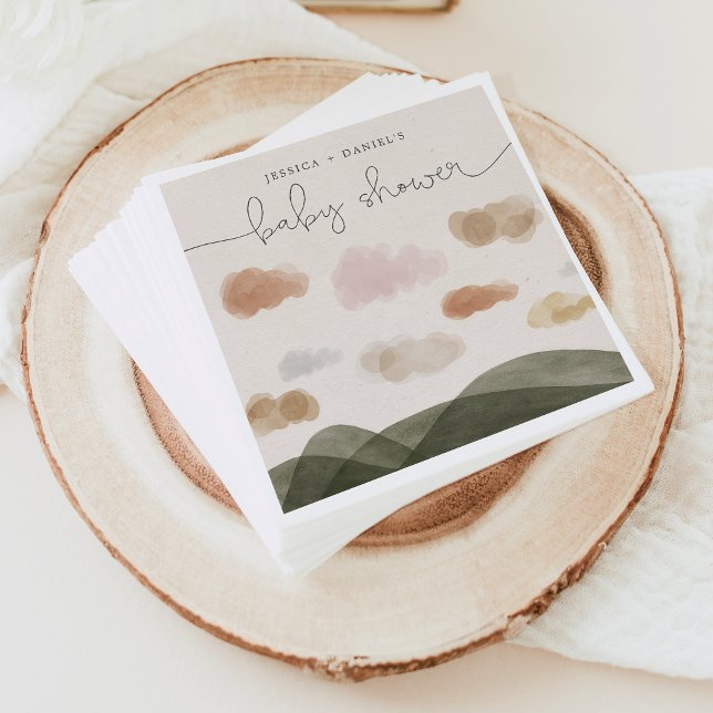 Boho Woodland Baby Shower Cocktail Napkin Modern Pappersservett (Skapare uppladdad)
