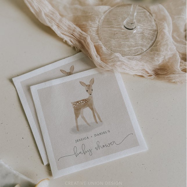 Boho Woodland Baby Shower Cocktail Napkin Pappersservett (Skapare uppladdad)