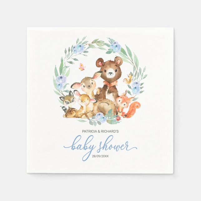 Boho Woodland Baby Shower Greenery Fest Pappersservett (Framsidan)