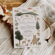 Boho Woodland Baby Shower-inbjudan