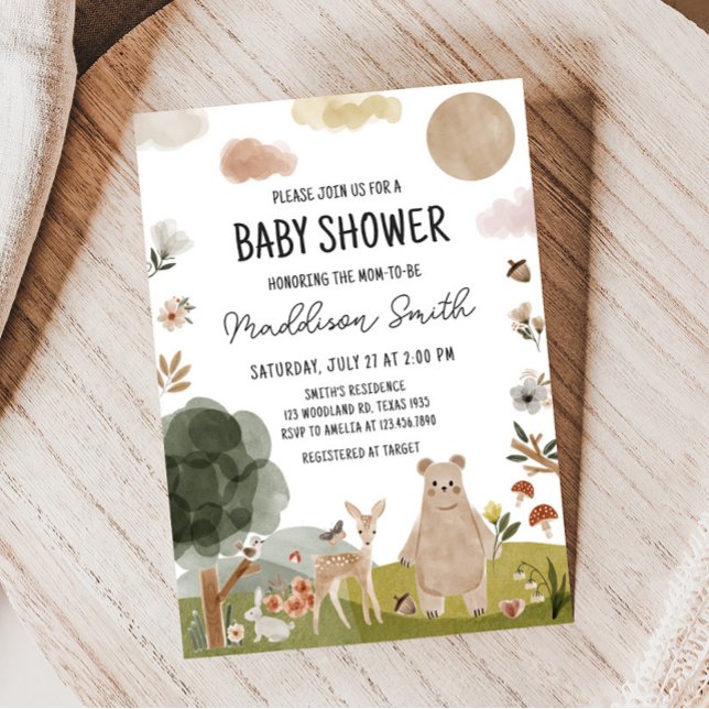 Boho Woodland Baby Shower Inbjudningar (Boho Woodland Animals Baby Shower Invitation)
