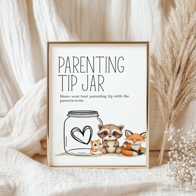 Boho Woodland Baby Shower Paring Tip Burk Sign Poster (Skapare uppladdad)