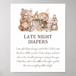 Boho Woodland Baby Shower 'Sena nattblöjor' Poster